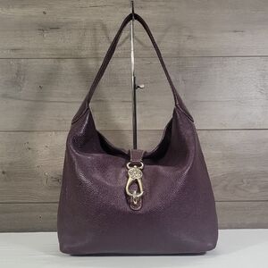 Dooney & Bourke Purple Pebble Leather Hobo Shoulder Bag